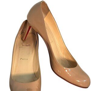 NUDE PATENT LEATHER PUMPS CHRISTIAN LOUBOUTIN HEELS WOMEN'S SIZE 41 TAN LEATHER